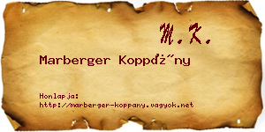 Marberger Koppány névjegykártya